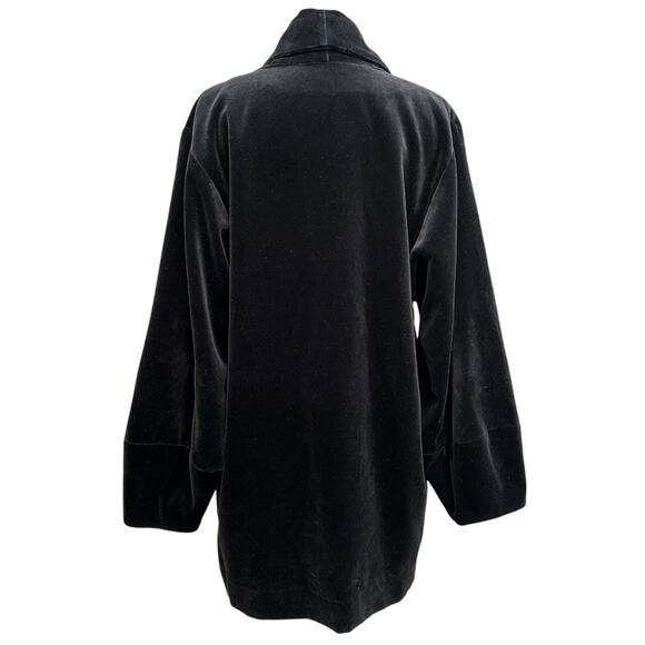 Vintage Black Velvet Coat by Cattiva Open front Whimsigoth gothic holiday Large - Picture 6 of 9